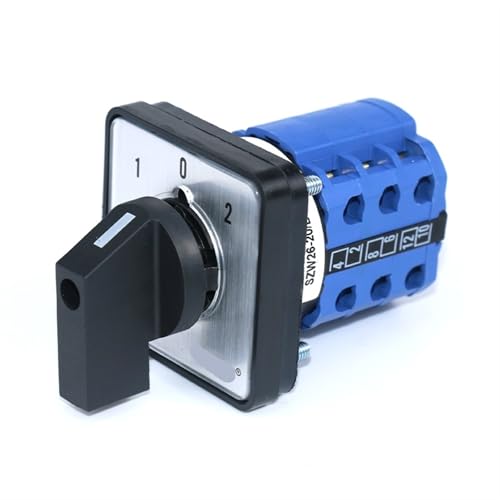 SZW26/LW26-20 1-0-2 3-Positionen-3-Phasen-Nockenschalter, Drehschalter, 64 x 64, 48 x 48 mm, Plattenmontage, 1 Stück (D303.3, 1, 0, 2, 64 x 64 mm) von JDILFUNU