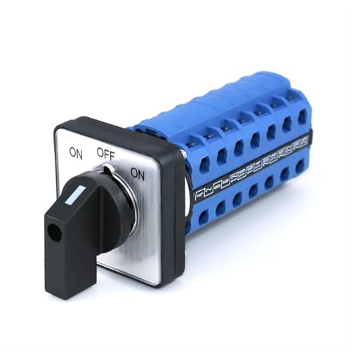 SZW26/LW26-20 Nockenschalter, 3 Positionen, 7 Phasen, 28 Klemmen, An-Aus-Ein, 20 A, 660 V, 64 x 64, 48 x 48 mm, Panel, 1 Stück (ON OFF ON 48 x 48 mm) von JDILFUNU