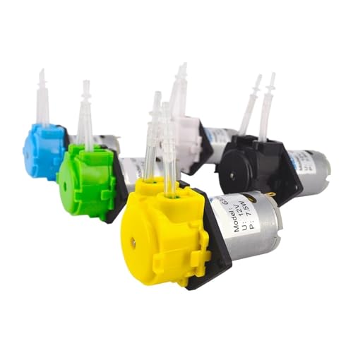 Schlauchpumpe, DV 24 V/12 V, Motor mit Schlauch 3 x 5 und 1 Anschlüssen (Gelb, 12 V) von JDILFUNU