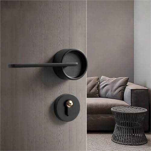 Zinklegierung Stumm Mechanisches Goldtürschloss Innen Leises Sicherheitsschloss for Zuhause Graue Schlösser Schwarz Solides Griffschloss 1St(Black) von JDILFUNU