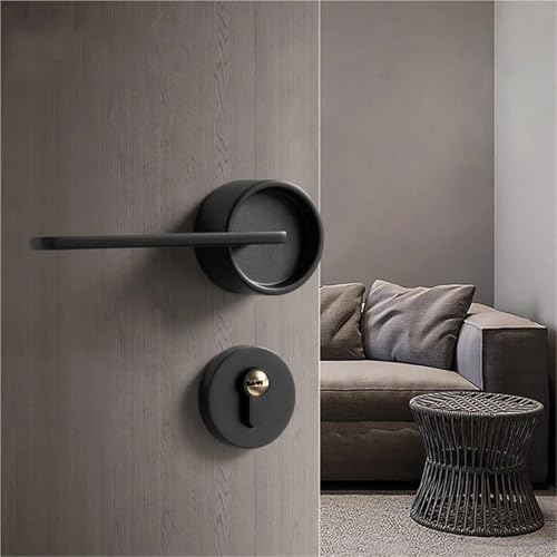 Zinklegierung Stumm Mechanisches Goldtürschloss Innen Leises Sicherheitsschloss for Zuhause Graue Schlösser Schwarz Solides Griffschloss 1St(Black) von JDILFUNU
