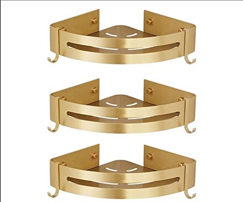 JDJXYNSRT Schwebende Regale Badezimmer-Eck-Duschregale, gebürstetes Gold, WC-Waschtisch, dreieckiges Badezimmer-Aufbewahrungsregal, Wandmontage, Stanz- und Wandbehang, Shampoo-Duschgel-Organizer-Regal JDJXYNSRT Schwebende Regale Badezimmer-Eck-Duschregale, gebürstetes Gold, WC-Waschtisch, dreieckiges Badezimmer-Aufbewahrungsregal, Wandmontage, Stanz- und Wandbehang, Shampoo-Duschgel-Organizer-Regal von JDJXYNSRT