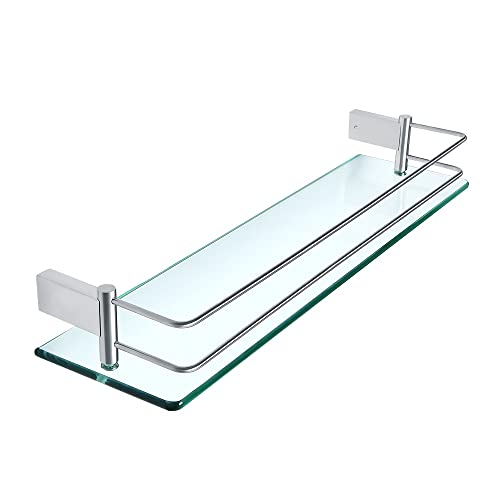 JDJXYNSRT Schwebende Regale Duschablage Badezimmerregal 50 cm Glasregal Quadratische Badezimmerglasregale Regal Schwarzes Badezimmerregal Wandhalterung Duschraumregal(Silvery) von JDJXYNSRT