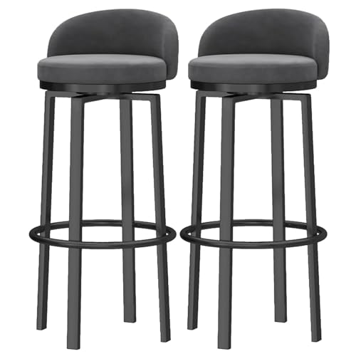 Barhocker Counter Height Stools Bar Stühle Set von 2 modernen Küchenstuhlstuhl unterstützten Workshop -Frühstücksfrühstücke gepolsterte Sitzmetallfootder Schwenkvelvet Islandhocker FO Thoughtful von JDKJSBF