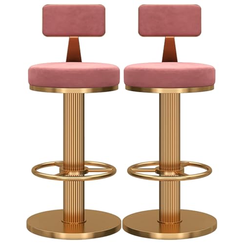Barhocker Counter Heighthools Hochleistungshoch -Barhocker -Set von 2 360 ° Schwenkhöhe Verstellbare Frühstücksstühle Esshocker mit niedriger Rückenlehne, Fußstütze und Metallbasis für Thoughtful von JDKJSBF