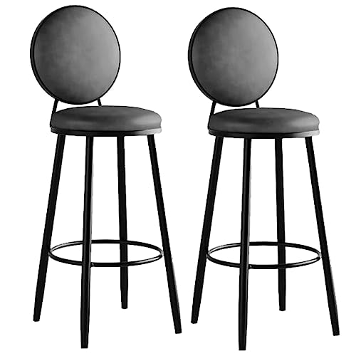 Barhocker Set von 2 Leder Counterhocker Küchenbar Stuhl Stuhl Frühstück Stuhl gepolsterte Industriehocker mit Rückenlehne und Fußstütze für Esszimmer Küchenbauernhaus (Farbe: /blau) Thoughtful von JDKJSBF