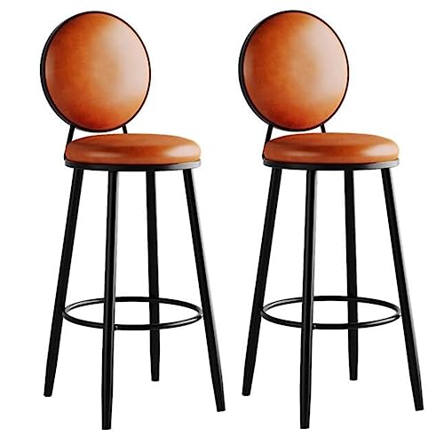 Barhocker Set von 2 Leder Counterhocker Küchenbar Stuhl Stuhl Frühstück Stuhl gepolsterte Industriehocker mit Rückenlehne und Fußstütze für Esszimmer Küchenbauernhaus (Farbe: /blau) Thoughtful von JDKJSBF