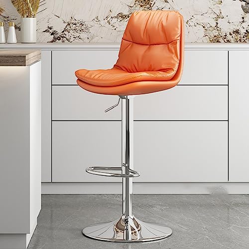 Barhocker mit Rückenlehne PU Leder -Barhockerhöhe verstellbar 360 ° rotierende Thekeschatzhocker Küchenküche Rotatable Bistrohocker mit Fußstützen Küchenhocker Moderne gepolstert, für Cafe, Pub von JDKJSBF