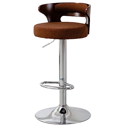 Barhocker mit Rückenlehne moderner Bar Stuhlhöhe Verstellbarer Theaterhocker Holzküchenhocker Rotatable Bistrohocker gepolstertem Hocker mit Fußstütze, für Barküchen -Esszimmer (Farbe: /braun B von JDKJSBF