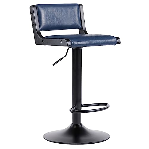 Barhocker schwarz mit Rückenlehne PU Leder Barhocker Heighöhe Verstellbarer Thekenhocker Rotatierbares Bistrohocker Küchenhocker mit Fußfußstützen Frühstückhocker modern mit weichem Kissen (Farbe: von JDKJSBF