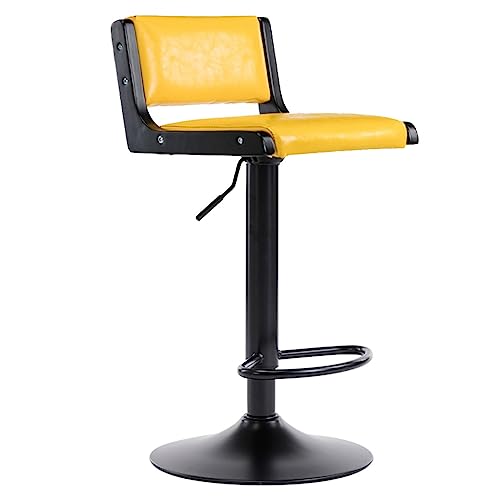 Barhocker schwarz mit Rückenlehne PU Leder Barhocker Heighöhe Verstellbarer Thekenhocker Rotatierbares Bistrohocker Küchenhocker mit Fußfußstützen Frühstückhocker modern mit weichem Kissen (Farbe: von JDKJSBF