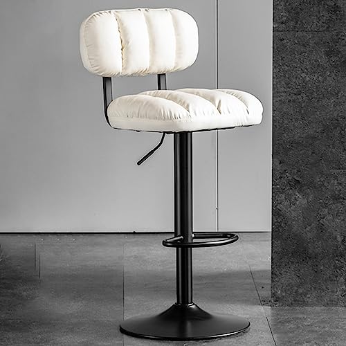Barhocker weißer Lederschalterhocker Küche Schwenkbistro Stuhlstuhl Stuhl Stuhlhöhe Verstellbarer moderner Frühstückshocker mit im Rückenlehre verstellbarer Hocker mit Polsterung (Farbe: /grün B) von JDKJSBF