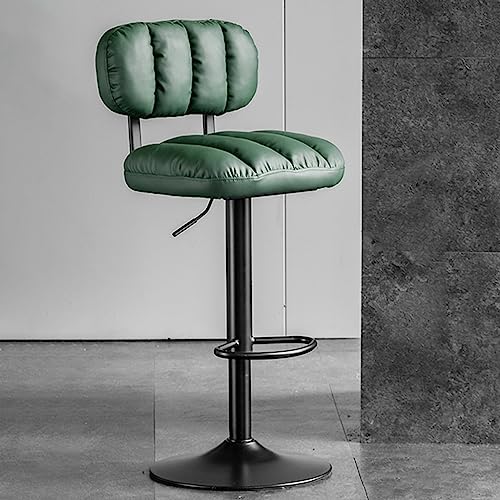 Barhocker weißer Lederschalterhocker Küche Schwenkbistro Stuhlstuhl Stuhl Stuhlhöhe Verstellbarer moderner Frühstückshocker mit im Rückenlehre verstellbarer Hocker mit Polsterung (Farbe: /grün B) von JDKJSBF