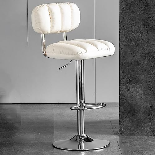 Barhocker weißer Lederschalterhocker Küche Schwenkbistro Stuhlstuhl Stuhl Stuhlhöhe Verstellbarer moderner Frühstückshocker mit im Rückenlehre verstellbarer Hocker mit Polsterung (Farbe: /grün B) von JDKJSBF