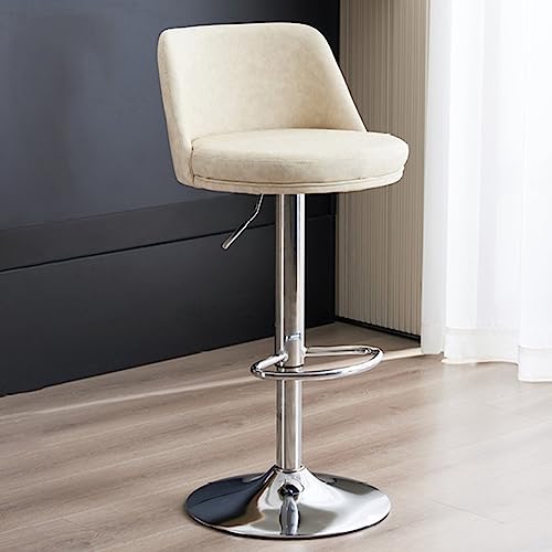 Barhockerhöhe Verstellbarer Barhocker mit Rückenlehne PU Leder Counterhocker mit Rückendrehbistrohockerhöhe Verstellbarer Küchenhocker Moderner Armlosenhocker mit Fußstütze (Farbe: /Beige Thoughtful von JDKJSBF
