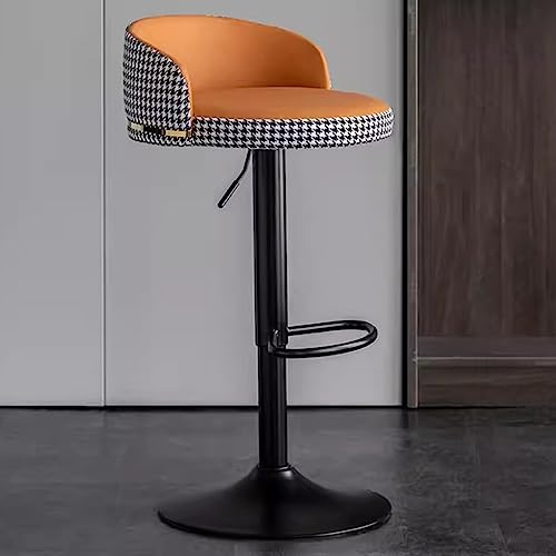 Barhockerhöhe Verstellbarer Barhocker mit im Rückenlehre rotatierbarer Bistrohocker Moderner Thekehocker Küche mit Ledersitz, schwenkbarer Frühstückstuhlstuhl für die Heimküche mit Fußstütze (Farbe von JDKJSBF