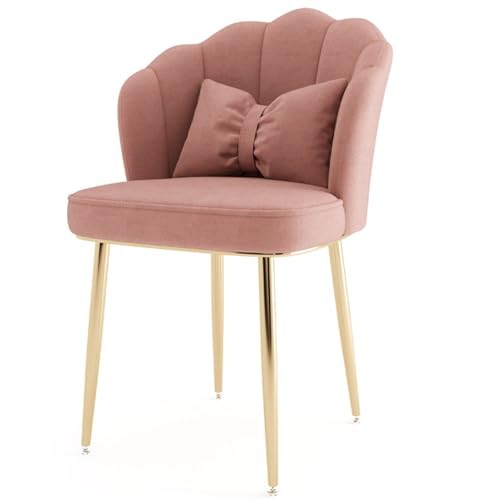 Brown Armless Side Vanity Chair with Curved High Back Padded Seat for Living Room Bedroom Makeup and Reading Bathtub Chair with Golden Stool Legs Thoughtful von JDKJSBF