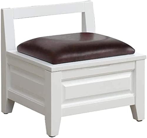 Fußhocker Ottoman Fußstütze Fußstütze kleine osmanische Hocker, Holzspeicher Ottoman mit Rückenlehne, kleiner Fußschemel unter dem Schreibtisch, Vintage -Fußhocker Flip Cover Schuhschuhhocker - von JDKJSBF