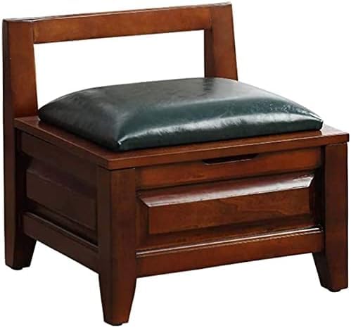 Fußhocker Ottoman Fußstütze Fußstütze kleine osmanische Hocker, Holzspeicher Ottoman mit Rückenlehne, kleiner Fußschemel unter dem Schreibtisch, Vintage -Fußhocker Flip Cover Schuhschuhhocker - von JDKJSBF