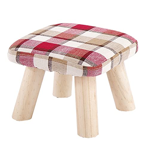Fußhocker Wohnzimmer Footstool Sitzplatz Würfelwürfel mit massivem Holz Couchtischhocker Waschbares Design leicht zu reinigen Stoff kleine Bank Haushalt hohe Belastungskapazität 28x28x21cm Stuhlbein von JDKJSBF