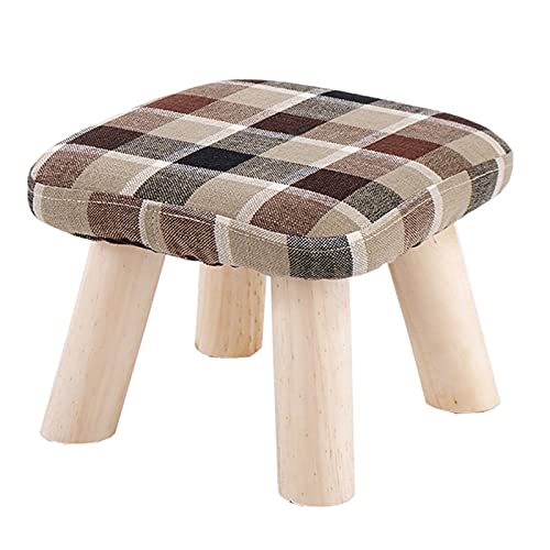 Fußhocker Wohnzimmer Footstool Sitzplatz Würfelwürfel mit massivem Holz Couchtischhocker Waschbares Design leicht zu reinigen Stoff kleine Bank Haushalt hohe Belastungskapazität 28x28x21cm Stuhlbein von JDKJSBF