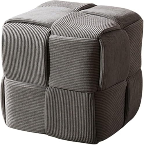 Handgefertigter samtpolsterte Würfel -Pouf -Ottomane für Wohnzimmer moderner gepolsterter Quadratfußstranghocker mit gewebtem Design perfekt für Schlafzimmer oder Eingangsdekor (Grau 15x15x15) von JDKJSBF