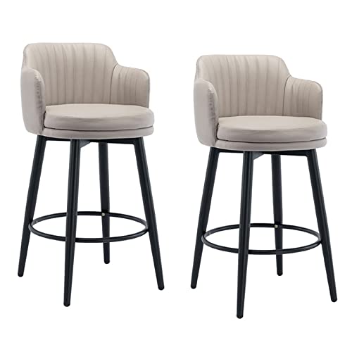JDKJSBF : Moderne Kitchen Island Bar Stools Set von 2 mit Dreh- und Rückenlehne Nappa Leder -Polstermetallbein Thoughtful von JDKJSBF