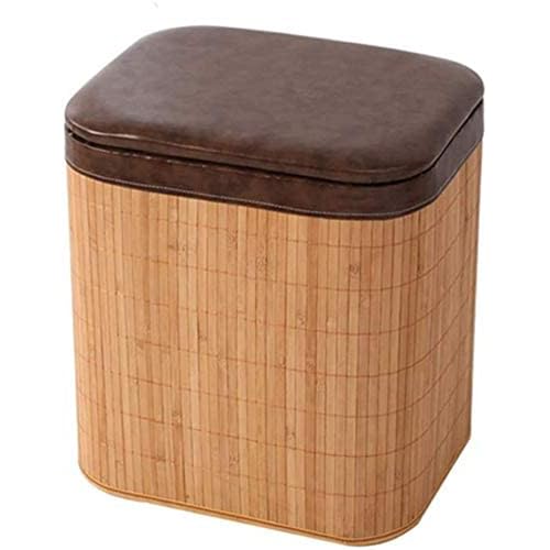 JDKJSBF Bambus Ottoman Schminktischhocker mit Aufbewahrung Hantelhocker für Wohnzimmer Schlafzimmer Abnehmbare Deckelfußschuh Organizermöbel (D40x34x45cm) Thoughtful von JDKJSBF