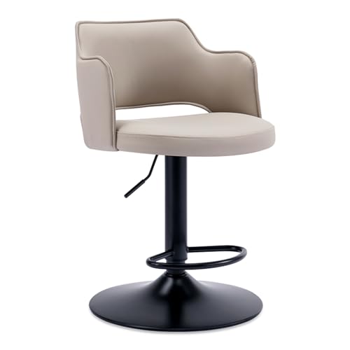 JDKJSBF Bar Stoolsadierbarhöhe Barhocker, Counterhöhe 360 ​​° Drehbarhose mit Rücken PU-Ledersitz, Kücheninselstühle für Home Bar Speisezimmer (Grau, 46-66 cm) Thoughtful von JDKJSBF