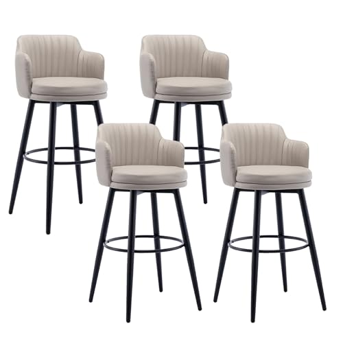 JDKJSBF Bar Stuhl Barhocker Set aus 4 Schwenkkolbenhöhen Barhocker PU Leder Barstools Faux Leder Bar Stühle mit Hinterbarhocker für Küchentheke (Farbe: Lig Thoughtful von JDKJSBF
