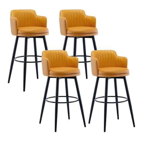 JDKJSBF Bar Stuhl Barhocker Set aus 4 Schwenkkolbenhöhen Barhocker PU Leder Barstools Faux Leder Bar Stühle mit Hinterbarhocker für Küchentheke (Farbe: Lig Thoughtful von JDKJSBF