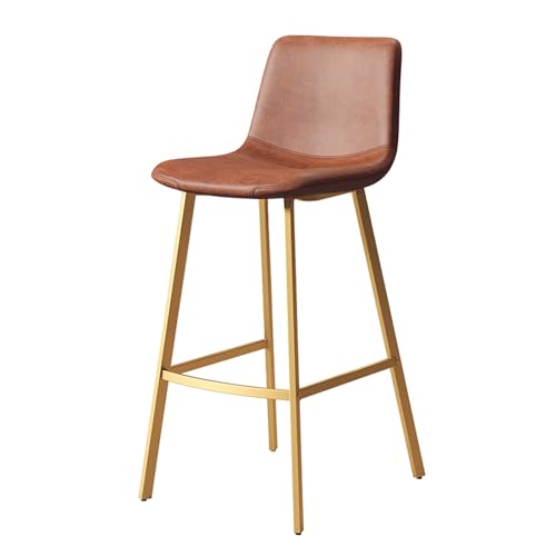 JDKJSBF Bar Stuhlsbarstools Faux Leder Barhocker mit Rücken- und Fußstützen Frühstück Küchentheke Stühle Küchenstühle Barhocker für Dachhäuser (Farbe: goldene Beine Thoughtful von JDKJSBF