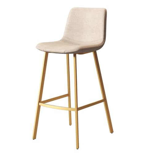 JDKJSBF Bar Stuhlsbarstools Faux Leder Barhocker mit Rücken- und Fußstützen Frühstück Küchentheke Stühle Küchenstühle Barhocker für Dachhäuser (Farbe: goldene Beine Thoughtful von JDKJSBF
