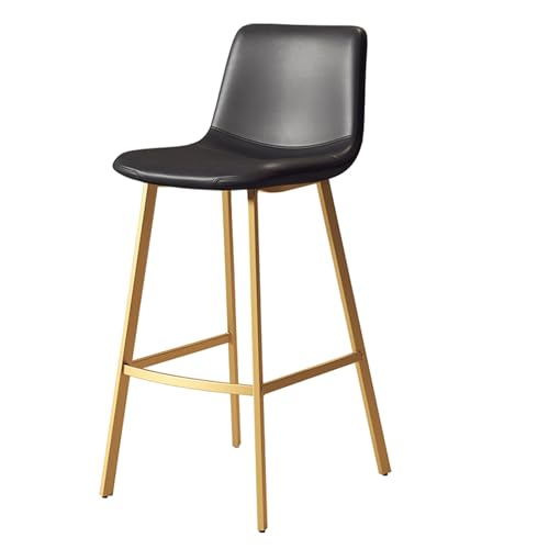 JDKJSBF Bar Stuhlsbarstools Faux Leder Barhocker mit Rücken- und Fußstützen Frühstück Küchentheke Stühle Küchenstühle Barhocker für Dachhäuser (Farbe: goldene Beine Thoughtful von JDKJSBF
