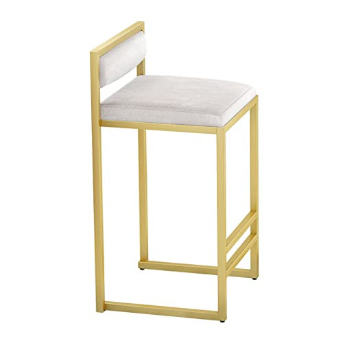 JDKJSBF Barhocker 1PC - Counterheighocker - Samtküchenhocker - Weißer Sitz - Goldmetallbasis, Sitzhöhe 75 cm, maximale Kapazität von 50 kg Thoughtful von JDKJSBF