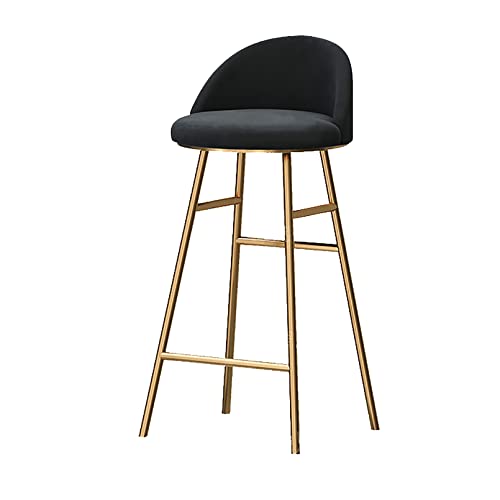 JDKJSBF Barhocker Barhocker 1PCs, gepolsterte runde Barstool mit rutschfesten Fußmatte, Frühstücksstuhl für Heimküchenbüro Schwarzer Samtsitz Gold Metallbeine Thoughtful von JDKJSBF