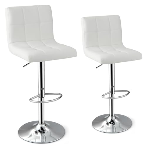 JDKJSBF Barhocker Barhocker Set mit 2, einstellbare Höhe Frühstück Küchentheke mit 360 ° Drehgestaltung, Fußstütze und Rückenlehne, PU -Leder Moderne Speisesitze für Pub Resta Thoughtful von JDKJSBF