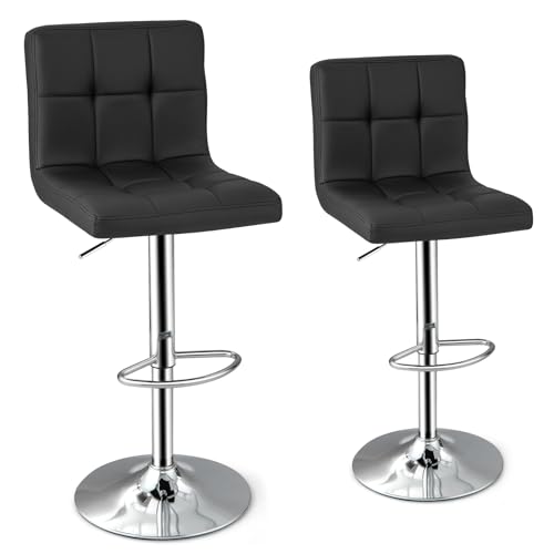 JDKJSBF Barhocker Barhocker Set mit 2, einstellbare Höhe Frühstück Küchentheke mit 360 ° Drehgestaltung, Fußstütze und Rückenlehne, PU -Leder Moderne Speisesitze für Pub Resta Thoughtful von JDKJSBF
