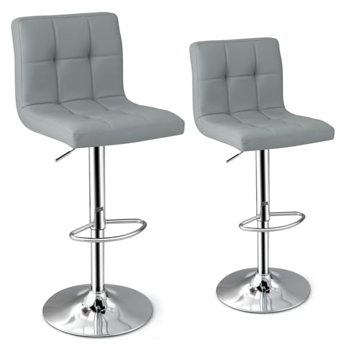 JDKJSBF Barhocker Barhocker Set mit 2, einstellbare Höhe Frühstück Küchentheke mit 360 ° Drehgestaltung, Fußstütze und Rückenlehne, PU -Leder Moderne Speisesitze für Pub Resta Thoughtful von JDKJSBF
