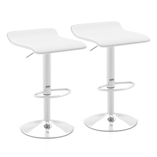JDKJSBF Barhocker Barhocker Set von 2, Höhe einstellbare Schwenkküchenhocker mit wellenförmigen PU-Ledersitz und Fußstütze, Frühstück Esssitztheke für Home Pub (weiß) Thoughtful von JDKJSBF