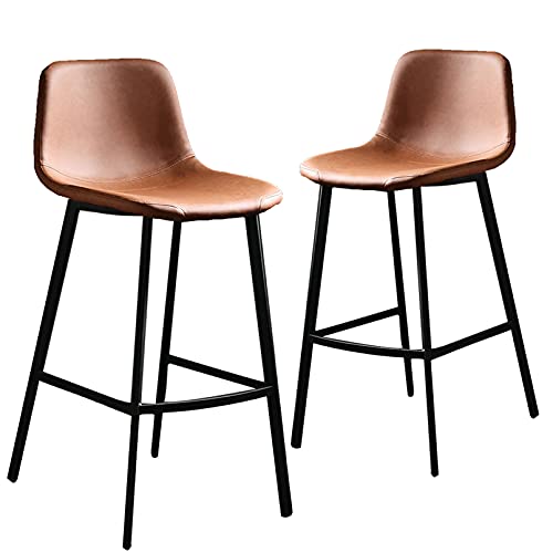 JDKJSBF Barhocker Barhöhe Stuhlstühle Barhocker Set von 2 PU: Kunstleder -Theke Heighöhe Stuhl Vintage Armless Bar Stühle mit Metallrahmenbeinen Thoughtful von JDKJSBF