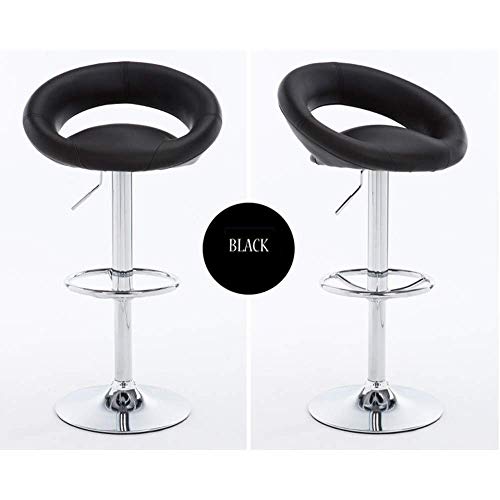 JDKJSBF Barhocker Barstools Rückenlehne Fußstützenstangen Stühle Set 2 Weiche gepolsterte verstellbare Höhe Schwenkhalter Sitzstühle 1226 (Farbe: Khaki) (Farbe: Schwarz) Thoughtful von JDKJSBF
