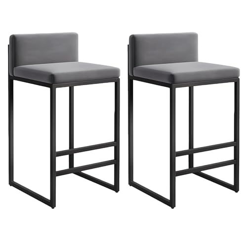JDKJSBF Barhocker Counter Heighing Stuhl Stuhl Frühstück Barhocker Set 2, Küchenbarstühle mit Schmiedeeisenbeinen Ergonomie Rückenlehne, hohe Hocker für Kücheninsel, Theke, Heimbars Thoughtful von JDKJSBF