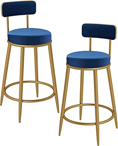 JDKJSBF Barhocker Counter Height Stools Barhocker Set aus 2 Samtfrühstücksfrüht -Barhocker mit Metallrahmen und Fußstütze Feste Höhe für Frühstücksbars, Theke, Küche a Thoughtful von JDKJSBF