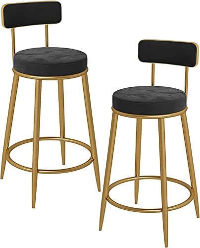 JDKJSBF Barhocker Counter Height Stools Barhocker Set aus 2 Samtfrühstücksfrüht -Barhocker mit Metallrahmen und Fußstütze Feste Höhe für Frühstücksbars, Theke, Küche a Thoughtful von JDKJSBF