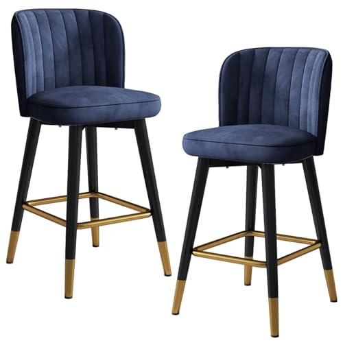 JDKJSBF Barhocker Counter Height Stools Barhocker Set aus 2 hohen Frühstücks -Esshocker mit Fußstütze und robuste Metallbeine, Velvet Bar Island -Stühle für Pub, Küche, Theke, Rec. Thoughtful von JDKJSBF