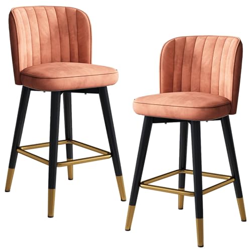 JDKJSBF Barhocker Counter Height Stools Barhocker Set aus 2 hohen Frühstücks -Esshocker mit Fußstütze und robuste Metallbeine, Velvet Bar Island -Stühle für Pub, Küche, Theke, Rec. Thoughtful von JDKJSBF