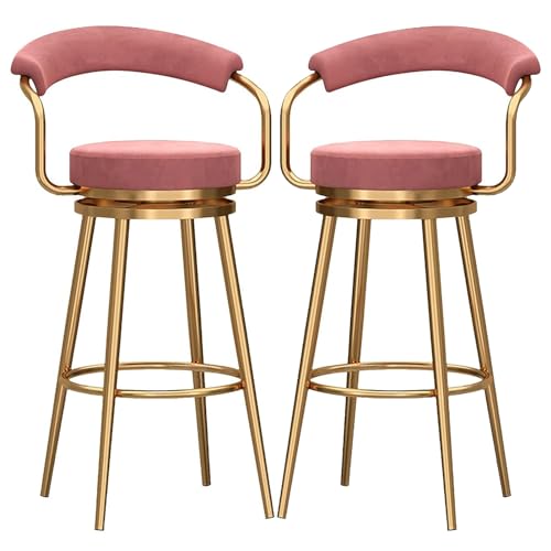 JDKJSBF Barhocker Counter Heighthocker Moderne Barhocker Set 2, drehbares Frühstück Esshocker Stuhl für Kücheninsel Counter Samthöhe Hocker mit Rückenlehre und Metallrahmen, 300 lb Thoughtful von JDKJSBF