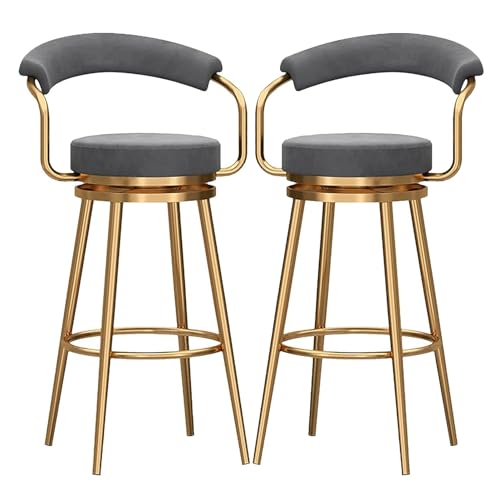 JDKJSBF Barhocker Counter Heighthocker Moderne Barhocker Set 2, drehbares Frühstück Esshocker Stuhl für Kücheninsel Counter Samthöhe Hocker mit Rückenlehre und Metallrahmen, 300 lb Thoughtful von JDKJSBF