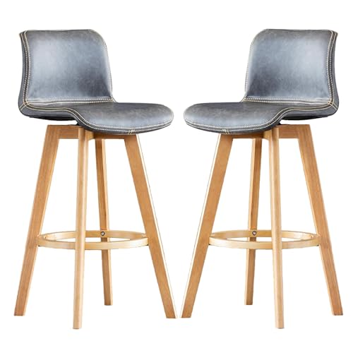JDKJSBF Barhocker Counter Heighthocker Set aus 2 Barhocker, PU Leder -Theke Frühstücksstuhl, Schwenkbars, hohe Hocker mit gebogener Rückenlehne und Holzbeine für Küche, Isl Thoughtful von JDKJSBF